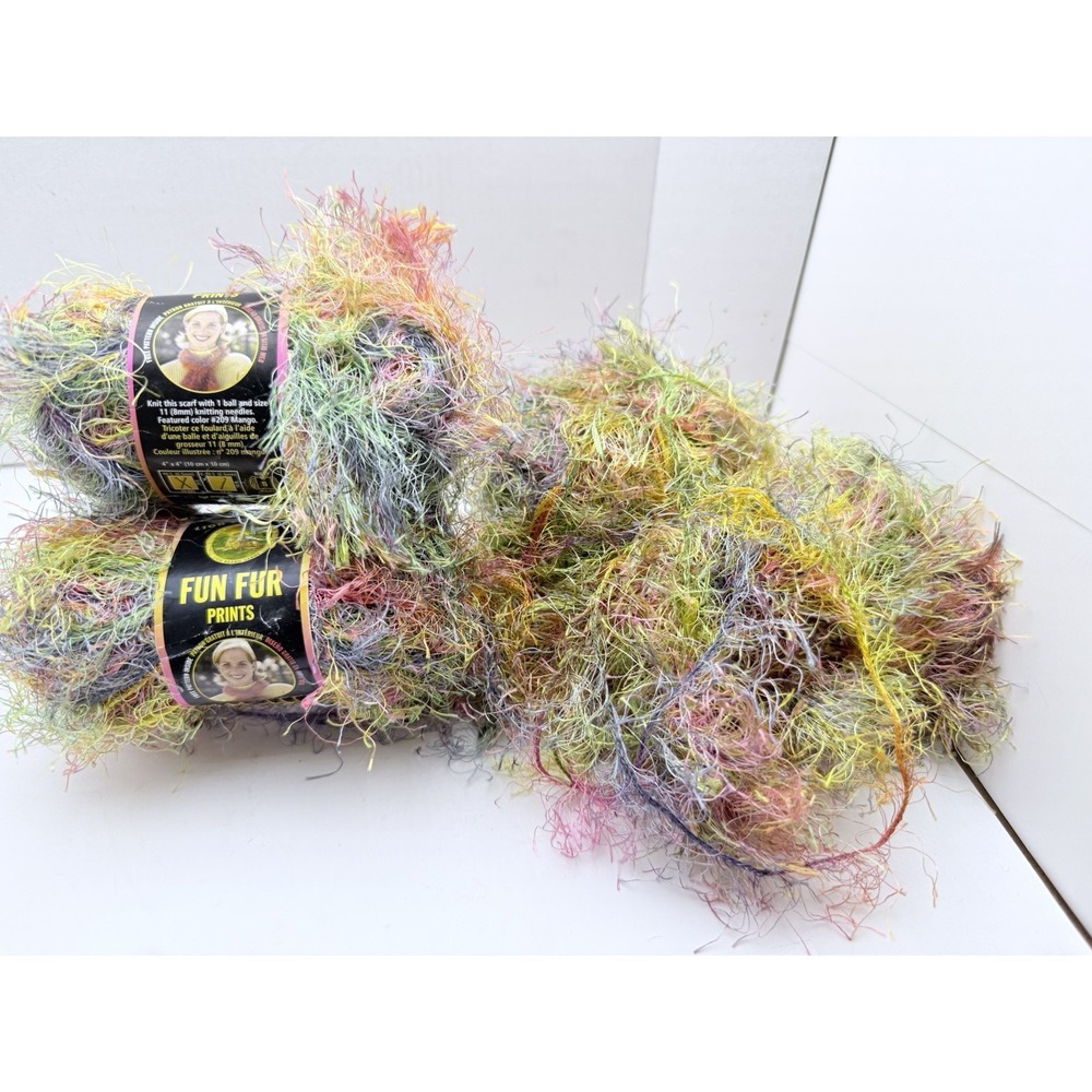 Lion Brand Fun Fur Eyelash Yarn Lot 100% Polyester 4+ Skeins Confetti